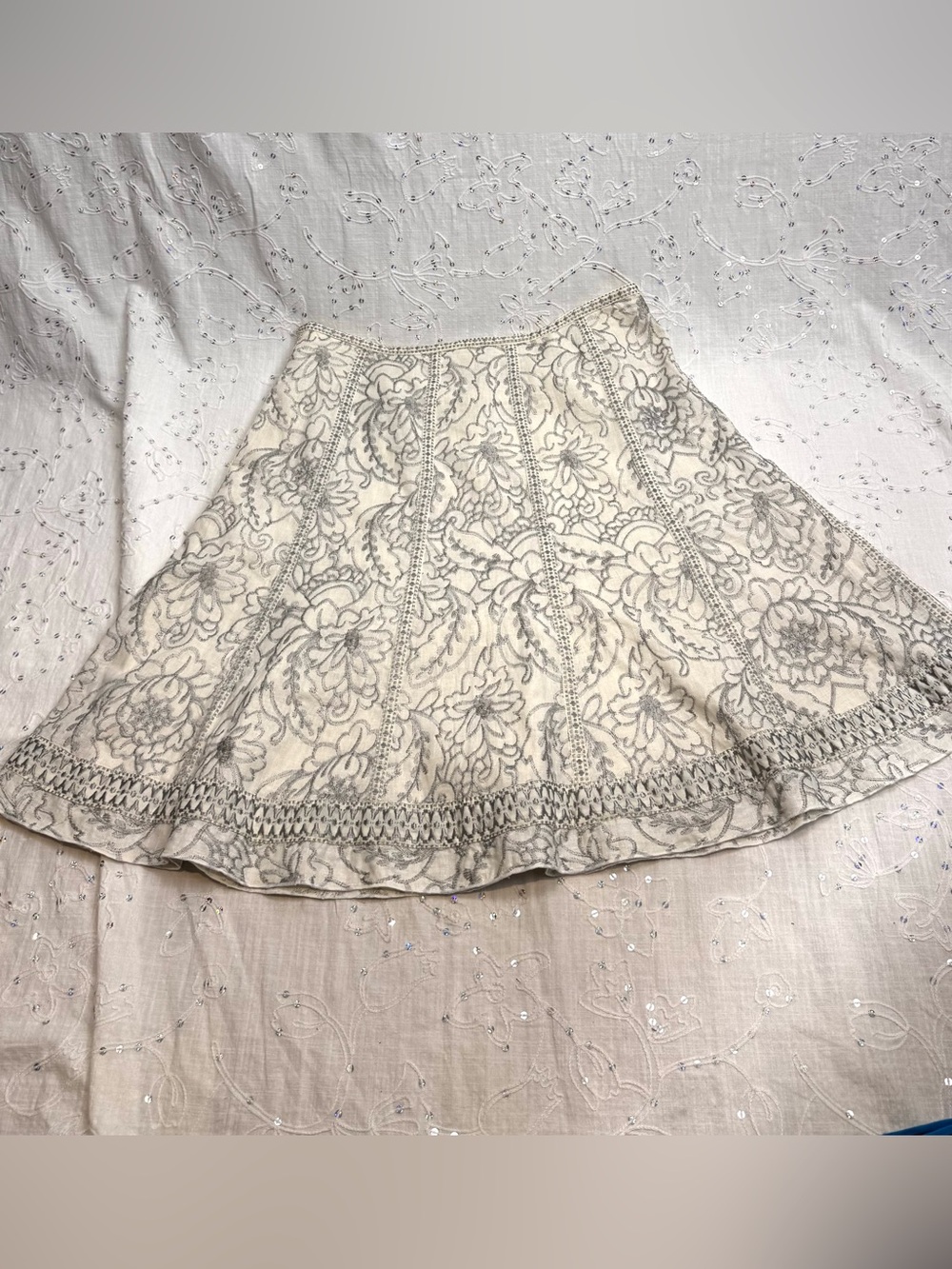 Vintage Nygard Collection Embroidered Linen Blend Circle Skirt Size 10